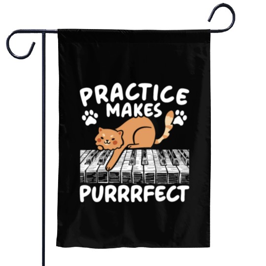 Practice Makes Purrrfect Piano Cat Pianist Music Garden Flags
