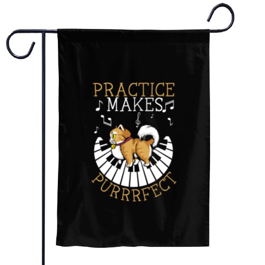 Practice Makes Purrrfect Piano Cat Pianist Music Garden Flags