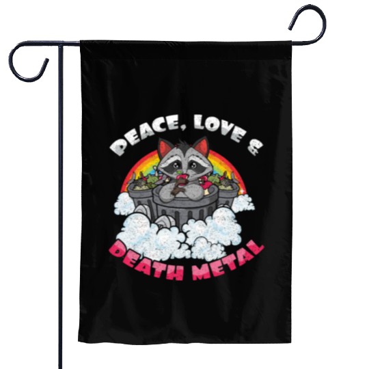 Racoon Love Peace Metal Music Heavy Rock Garden Flags