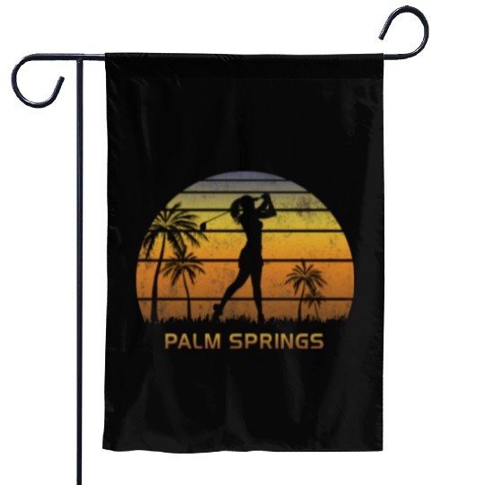 Retro Palm Springs Women's Golf Golfing Fan Garden Flags