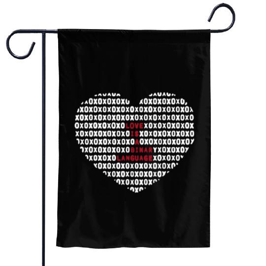Love Is A Binary Language Programmer Geeks Valenti Garden Flags