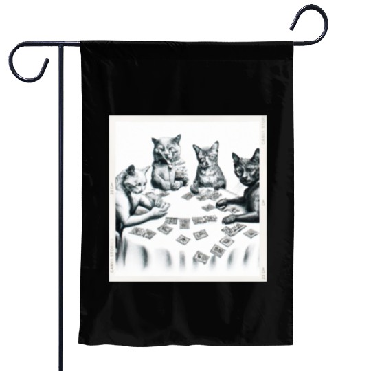 Cats Playing Cards Garden Flags
