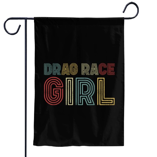 Drag Racing Race Car Girl Retro Garden Flags