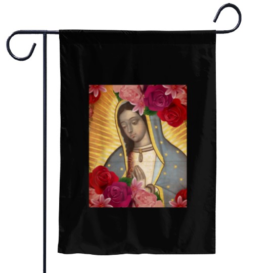 Our Lady of Guadalupe Rose Mexican Catholic Juan D Garden Flags