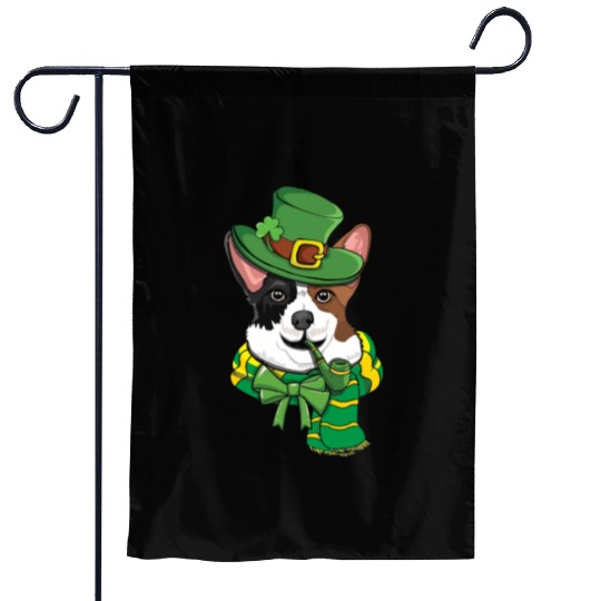 Cute Irish Corgi Happy Saint Patrick Day Garden Flags