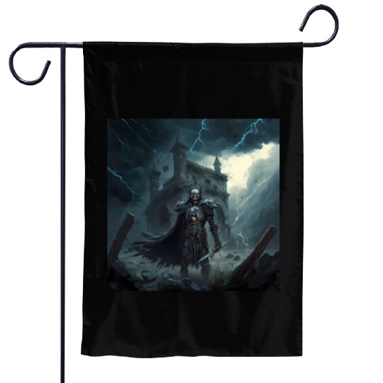Death Knight in Thunderstorm Garden Flags