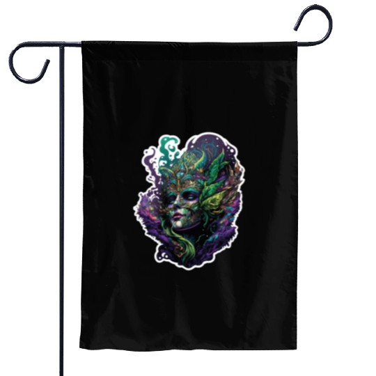 Mardi Gras Mask Queen Garden Flags