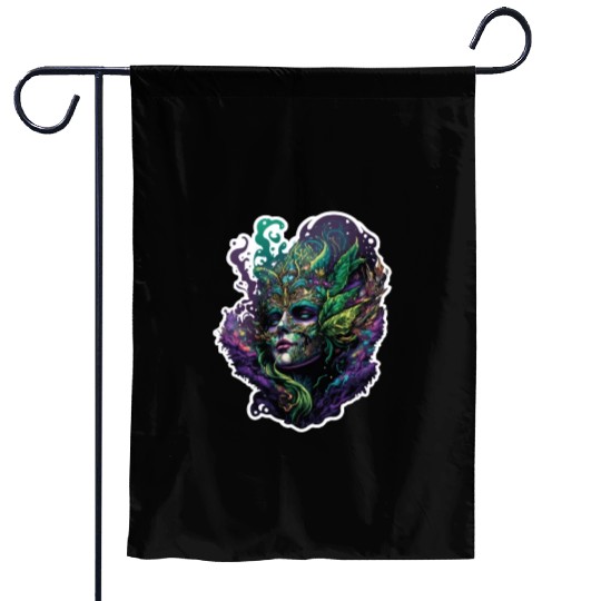 Mardi Gras Mask Queen Garden Flags
