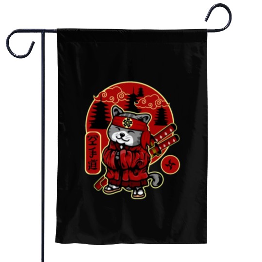 Samurai Cat Garden Flags