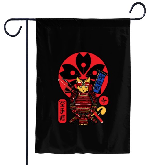 Samurai Cat Garden Flags