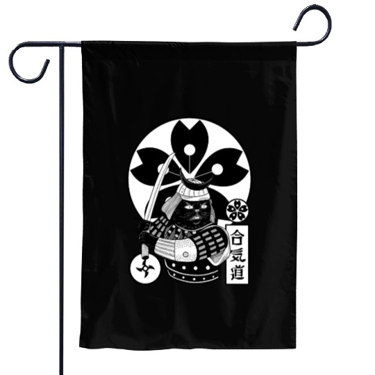 Samurai Cat Garden Flags