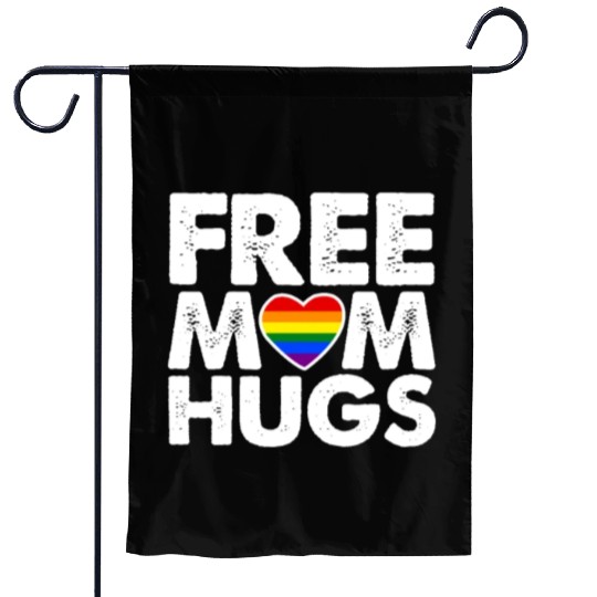 Free Mom Hugs, LGBT Rainbow Heart Garden Flags