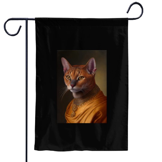 Chausie King Cat Breed Portrait Royal Renaissance Garden Flags