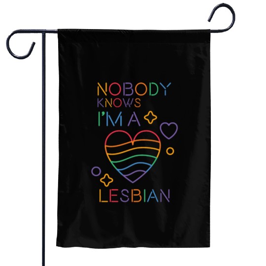 Nobody Knows I'm Lesbian LGBT Pride Month Rainbow Garden Flags