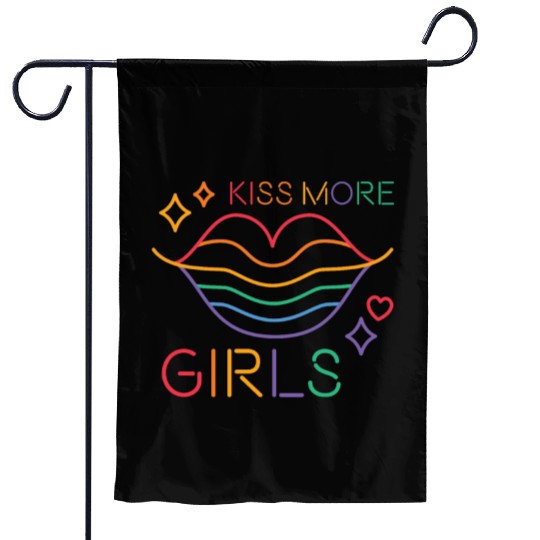 Kiss More Girls LGBT Cute Lesbian Pride Month Garden Flags
