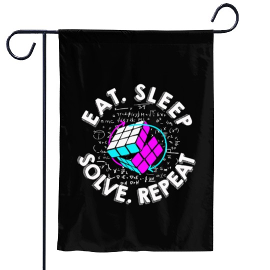 Eat Sleep Solve Repeat Math Speed Cubing Genie Garden Flags
