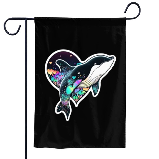 Orca Is My Valentine, Love Hearts Orca Valentines Garden Flags