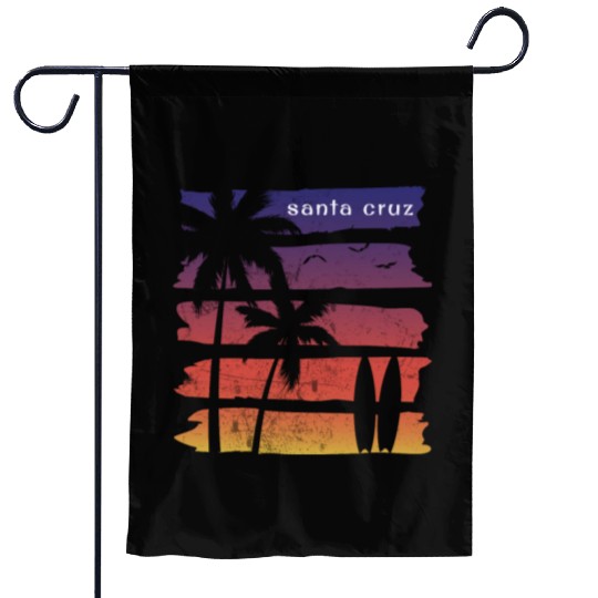 Cool Santa Cruz California Surfing Fan Beach Palm Garden Flags