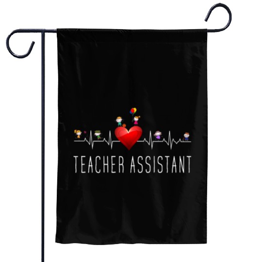Teacher Assistant Heartbeat Kindergarten Garden Flags