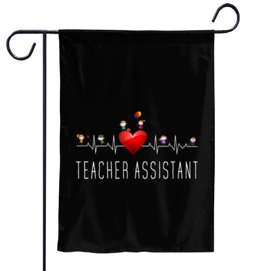 Teacher Assistant Heartbeat Kindergarten Garden Flags