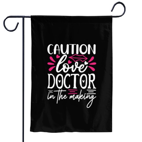 Sweet Valentines Day Caution Love Doctor in the Ma Garden Flags