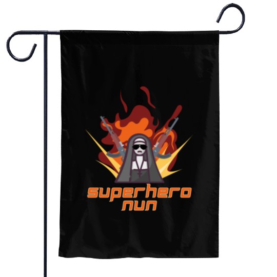 Superhero Nun Action Design Garden Flags