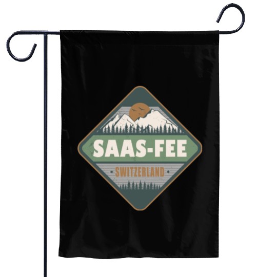 Saas-Fee Switzerland Swiss Alps Vintage Hiking Garden Flags