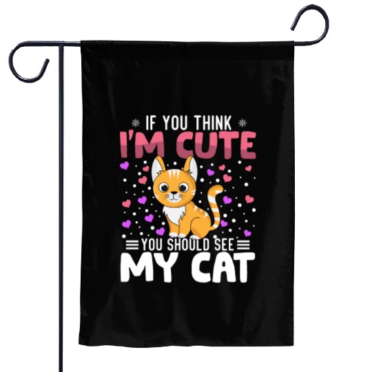 Cat Heart Valentine's Day Animal For Womens Kids Garden Flags