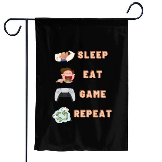 sleep eat game repeat PlayStation Garden Flags