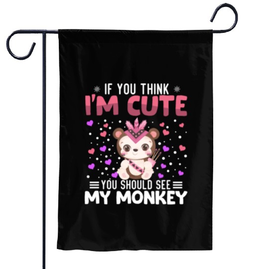 Monkey Heart Valentine's Day Animal For Womens Garden Flags