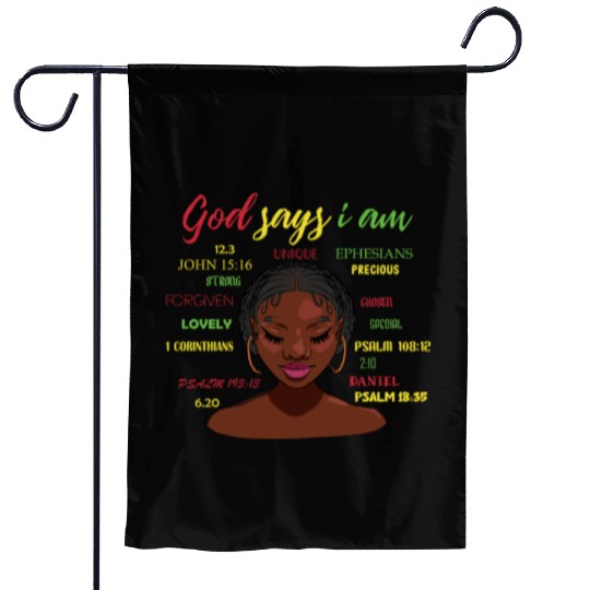 African American Girl God Says I Am Black Pride Garden Flags