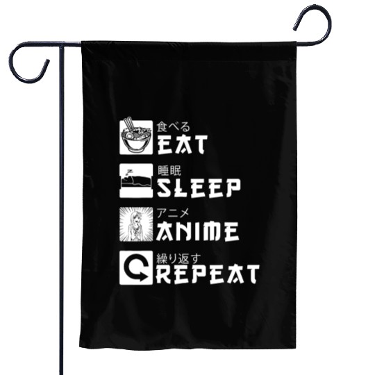 Eat Sleep Anime Repeat Japanese Manga Lover Cospla Garden Flags