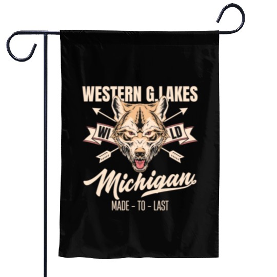 Western great lakes Michigan home of the wolf Garden Flags
