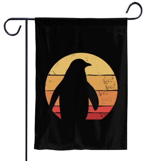 Retro Penguin Silhouette Garden Flags