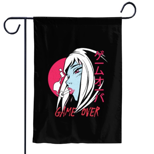 Anime Manga Girl - Game over Garden Flags