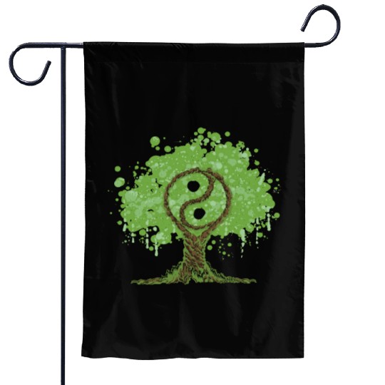 Ying Yang Tree of Life Garden Flags