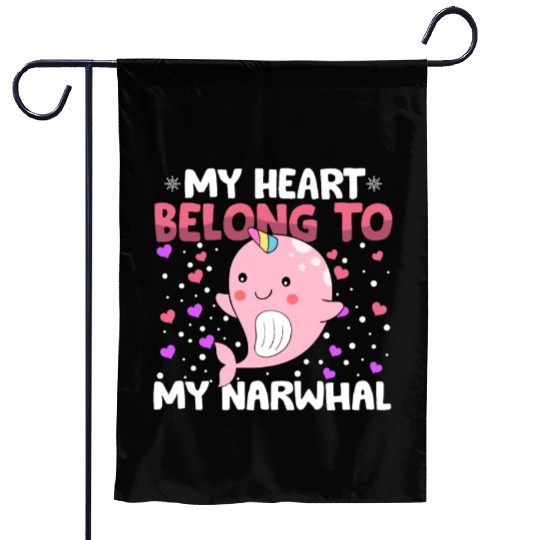 Valentines Day My Heart Belong to My Narwhal Boys Garden Flags