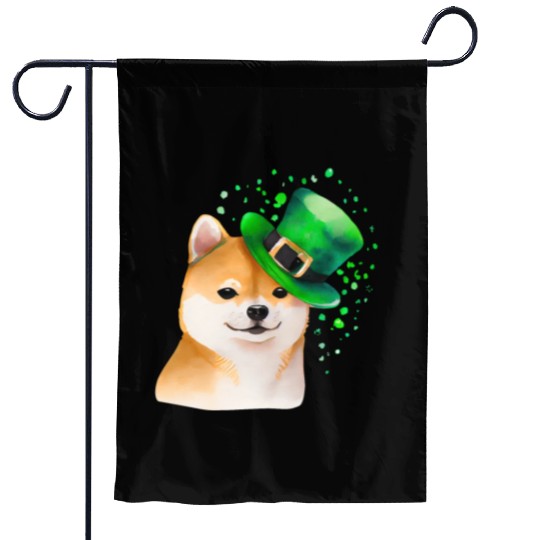 St Patrick's Day Irish Shiba Inu Saint Patrick Garden Flags