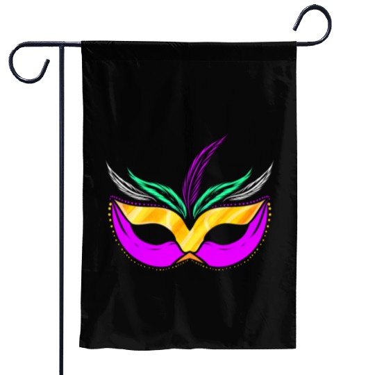 Yellow golden And Purple Mask For Mardi Gras Garden Flags