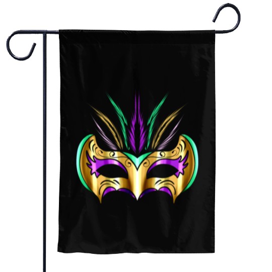 Yellow golden Mask For Mardi Gras Garden Flags
