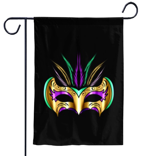 Yellow golden Mask For Mardi Gras Garden Flags