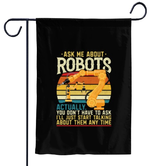 Robot Robotics Engineer Retro Garden Flags
