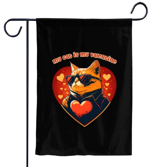 My Cat is My Valentine Love Garden Flags