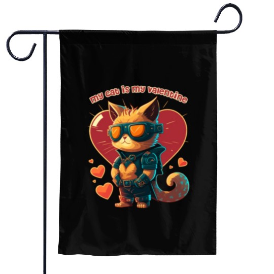 My Cat Is My Valentine Garden Flags