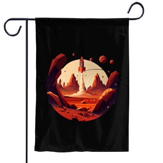 Vintage Space Science Mars Fiction Geek Solar Garden Flags