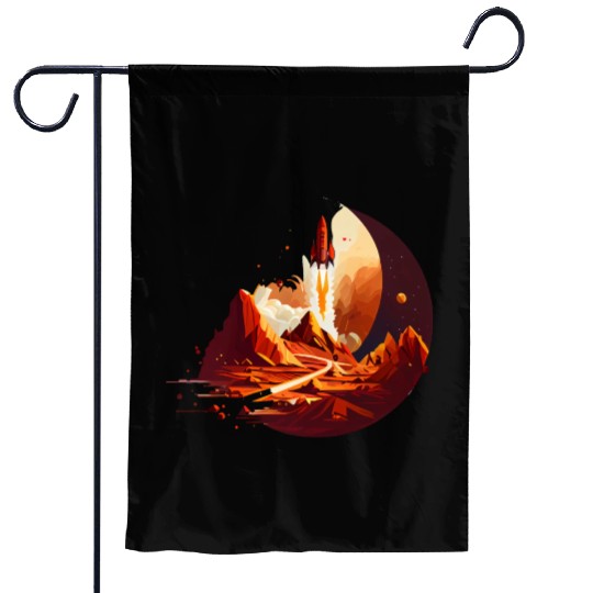 Vintage Space Science Mars Fiction Geek Solar Garden Flags