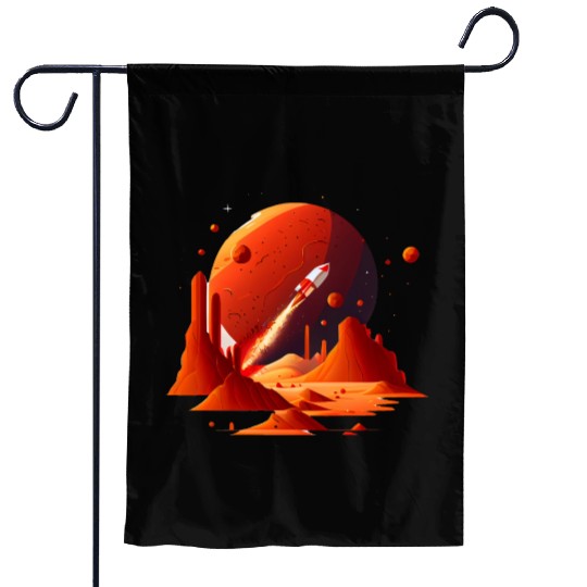 Vintage Space Science Mars Fiction Geek Solar Garden Flags