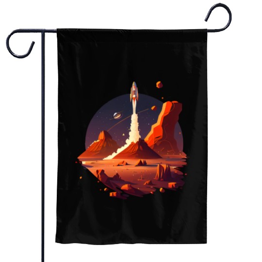 Vintage Space Science Mars Fiction Geek Solar Garden Flags
