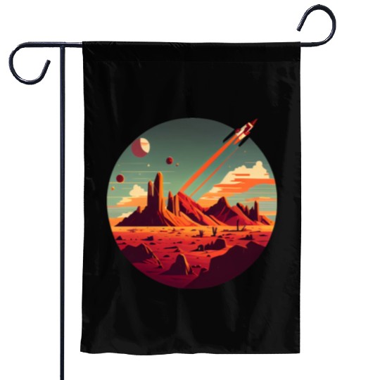 Vintage Space Science Mars Fiction Geek Solar Garden Flags