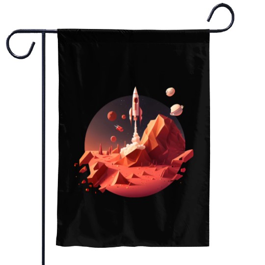 Vintage Space Science Mars Fiction Geek Solar Garden Flags
